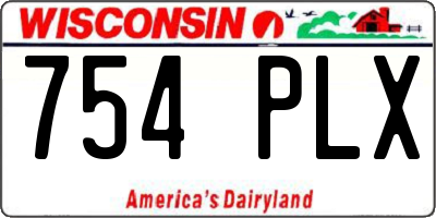 WI license plate 754PLX