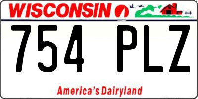 WI license plate 754PLZ