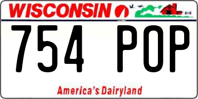 WI license plate 754POP