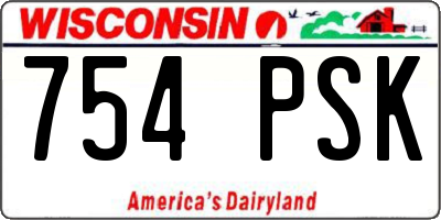 WI license plate 754PSK