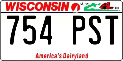 WI license plate 754PST