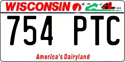 WI license plate 754PTC