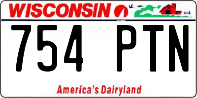 WI license plate 754PTN