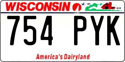 WI license plate 754PYK