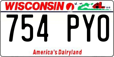 WI license plate 754PYO