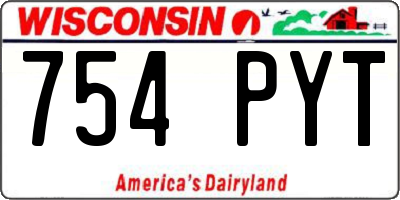 WI license plate 754PYT