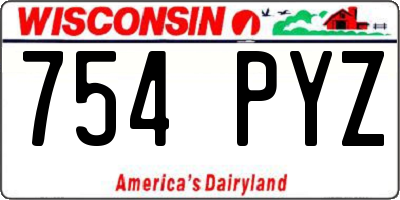 WI license plate 754PYZ