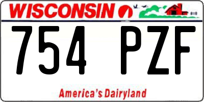 WI license plate 754PZF
