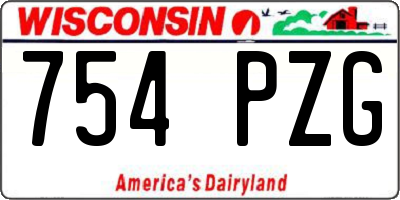 WI license plate 754PZG