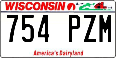 WI license plate 754PZM