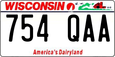 WI license plate 754QAA