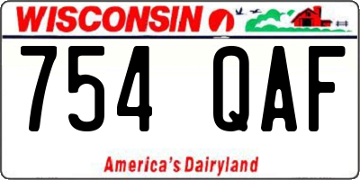 WI license plate 754QAF