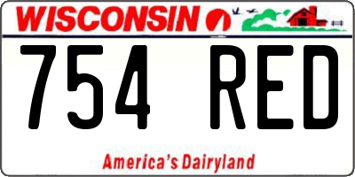 WI license plate 754RED