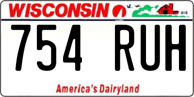 WI license plate 754RUH