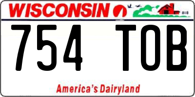 WI license plate 754TOB