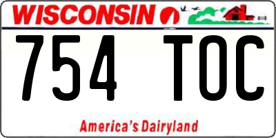 WI license plate 754TOC