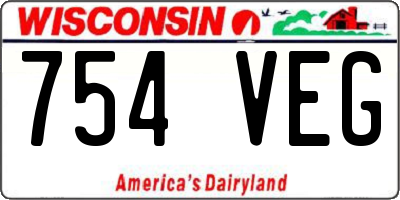 WI license plate 754VEG