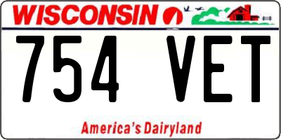 WI license plate 754VET