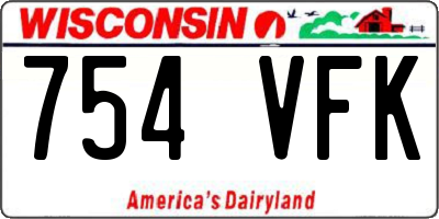 WI license plate 754VFK