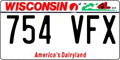 WI license plate 754VFX