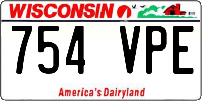 WI license plate 754VPE