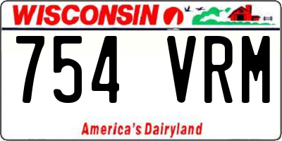 WI license plate 754VRM