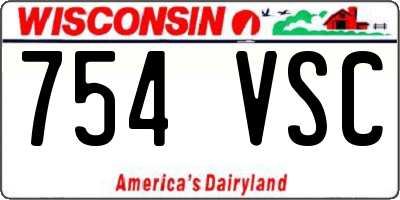 WI license plate 754VSC