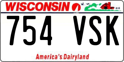 WI license plate 754VSK