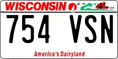 WI license plate 754VSN