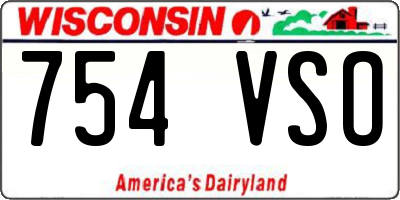 WI license plate 754VSO