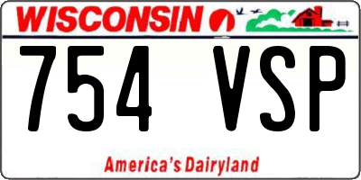 WI license plate 754VSP