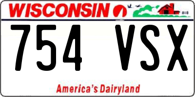 WI license plate 754VSX
