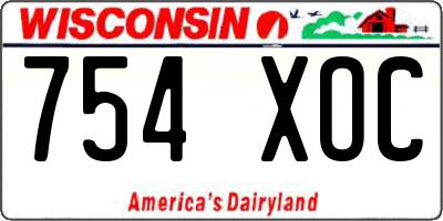 WI license plate 754XOC