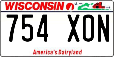 WI license plate 754XON