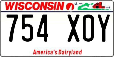 WI license plate 754XOY