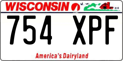 WI license plate 754XPF