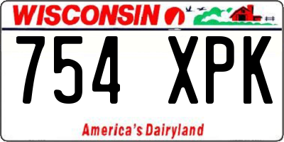 WI license plate 754XPK
