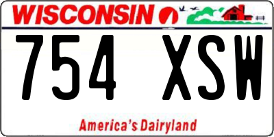 WI license plate 754XSW