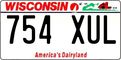 WI license plate 754XUL