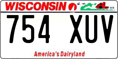 WI license plate 754XUV