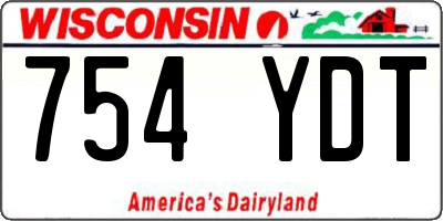 WI license plate 754YDT
