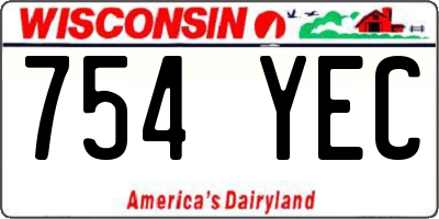 WI license plate 754YEC