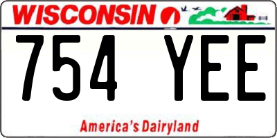 WI license plate 754YEE