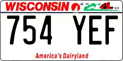 WI license plate 754YEF