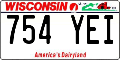 WI license plate 754YEI
