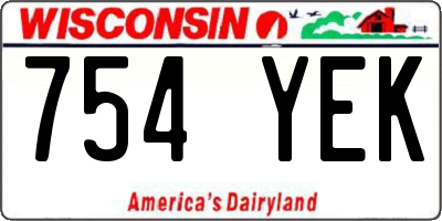 WI license plate 754YEK