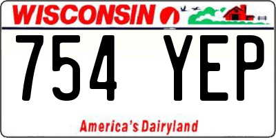 WI license plate 754YEP