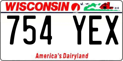 WI license plate 754YEX