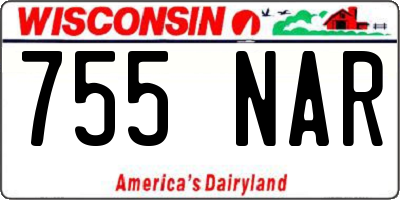 WI license plate 755NAR