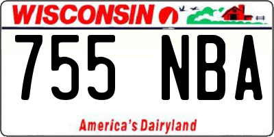 WI license plate 755NBA